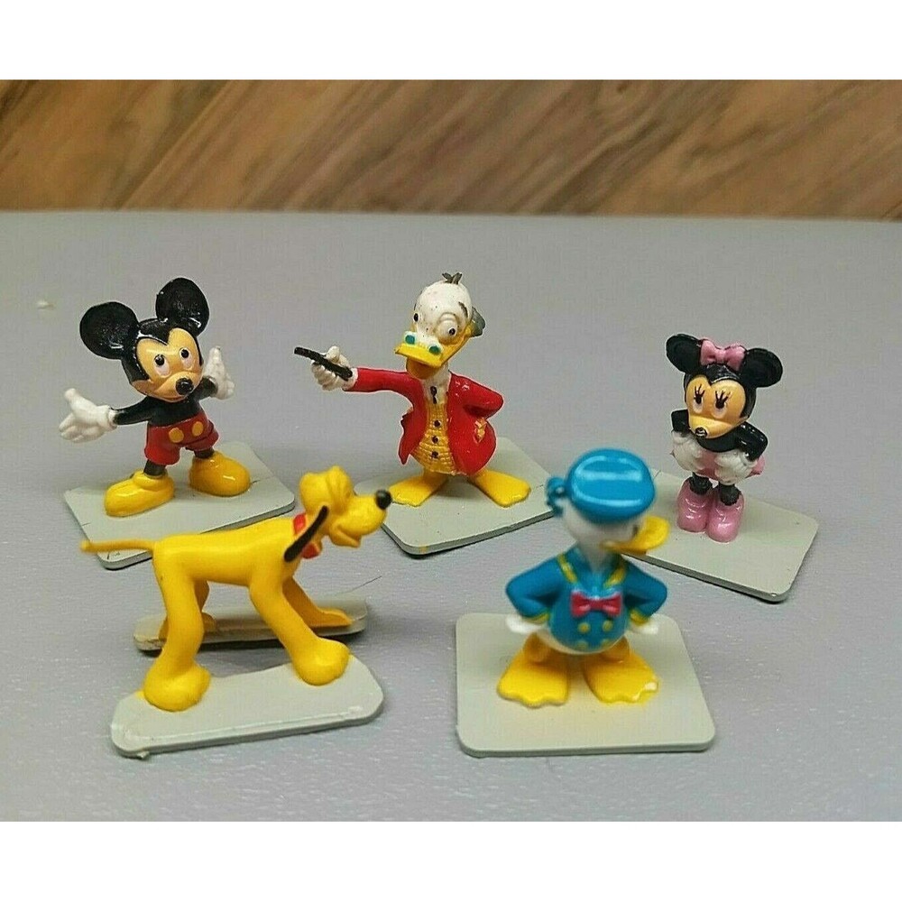 Vintage Disney Productions PVC Figures Mickey Minnie Pluto Donald 1-1/2" tall